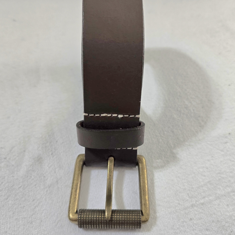 Timberland Dark Brown Genuine Leather Belt Roller Buckle Wide Keeper Size 36 - Picture 5 of 16
